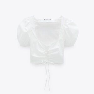 Zara Voluminous cap sleeve cinch crop top